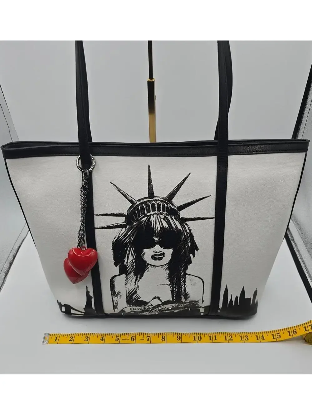 Betsey Johnson Hail Queen, Queen of New York Black and White Tote Bag w/ Charms